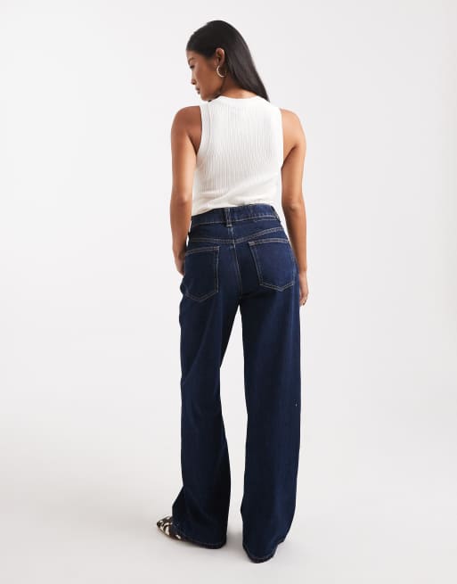 ASOS DESIGN Petite wide leg dad jean in rinse, 3 of 5