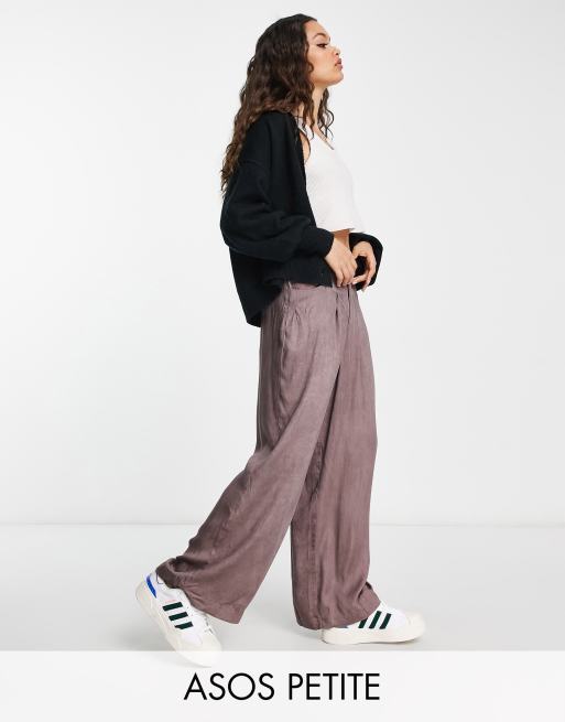 ASOS DESIGN Petite wide leg dad pants in washed mink