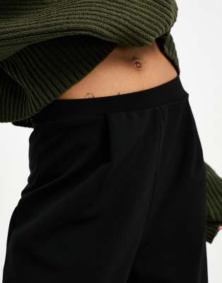 ASOS DESIGN Petite basic wide leg jersey pants in black