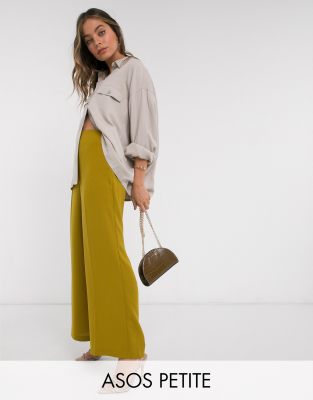 ASOS DESIGN Petite wide leg pants with pleat detail