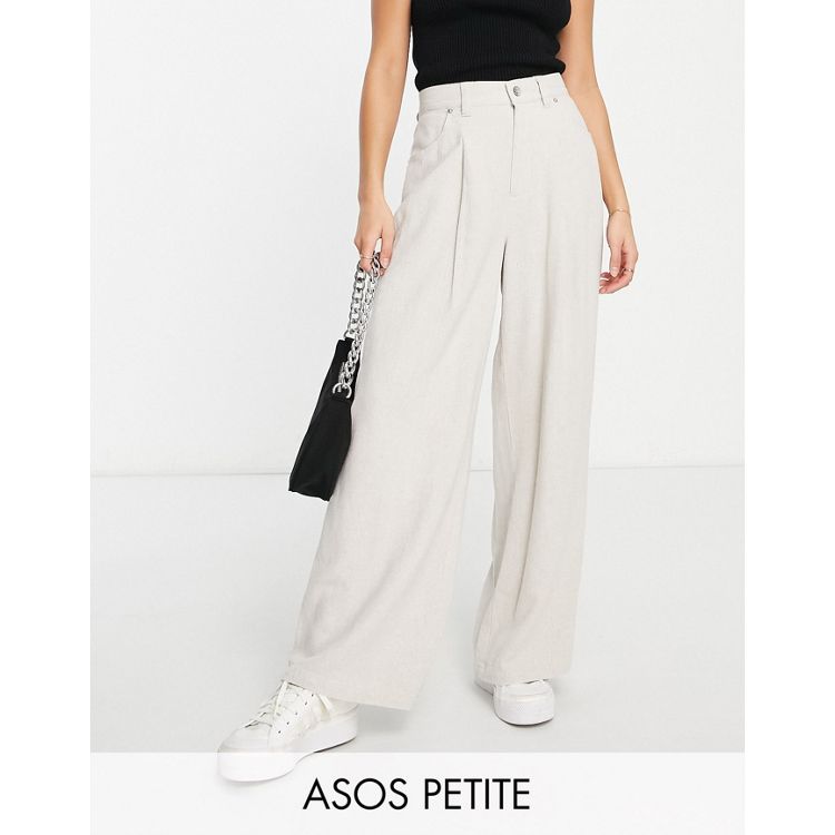ASOS DESIGN Maternity wide leg trouser with linen in oatmeal