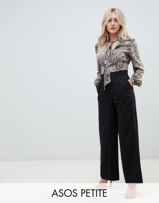 petite wide leg black jeans