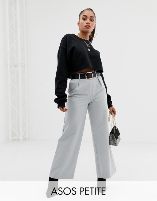 ASOS DESIGN Petite wide leg pants with pleat detail