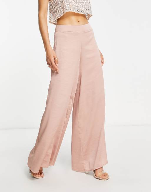 Scalloped Hem Lace Top & Wide Leg Pants