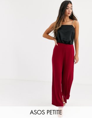 petite wide leg high waisted trousers
