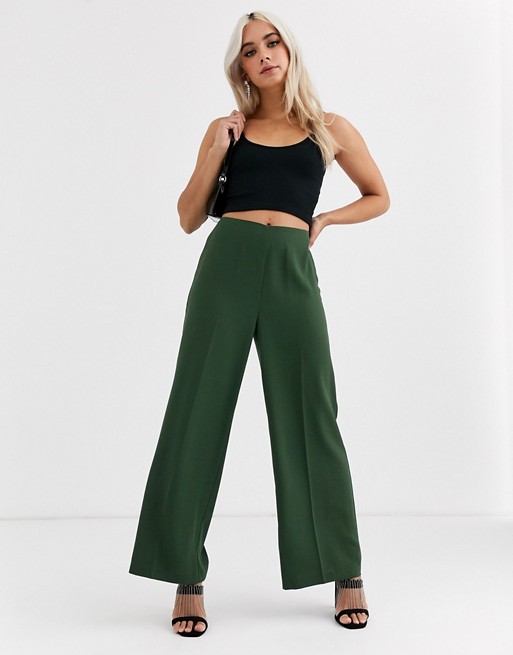 ASOS DESIGN Petite wide leg trousers with clean high waist