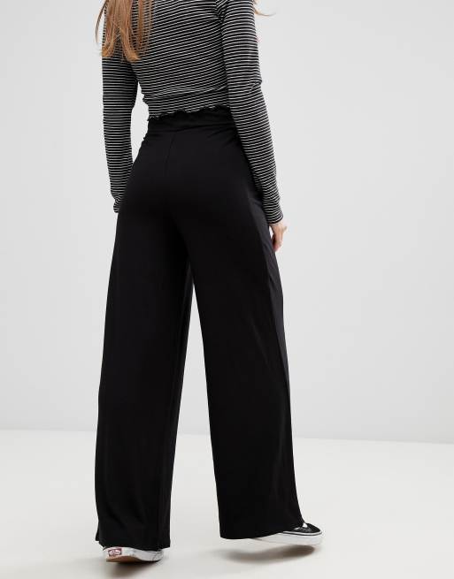 ASOS DESIGN Petite wide leg trousers with deep waistband ASOS