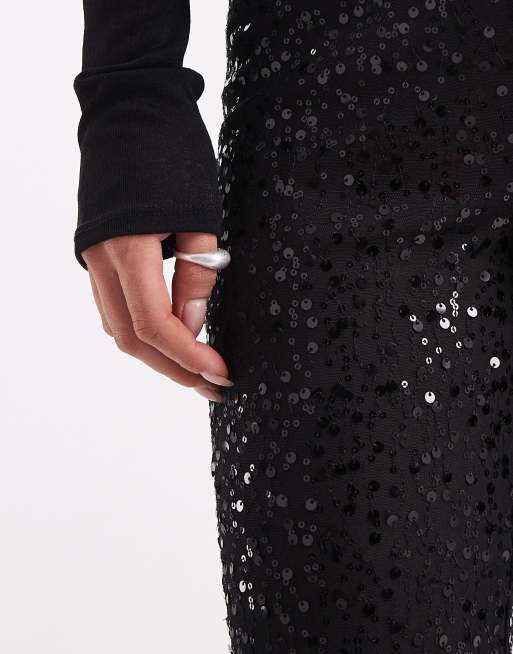ASOS DESIGN Petite - Wiggle - Sorte bukser med svaj i gennemsigtig mesh, 3 af 5