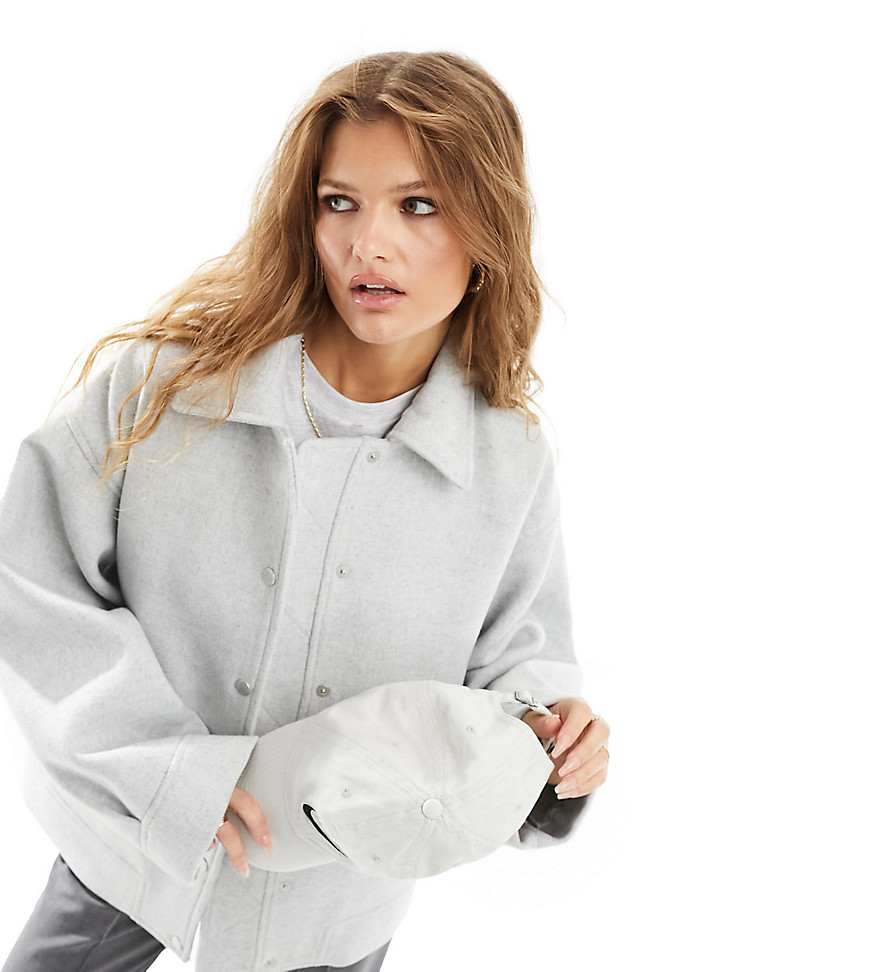 ASOS DESIGN Petite wool blend bomber jacket in grey