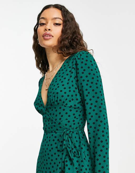 Asos green spot store dress