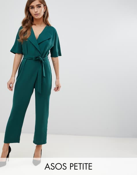 ASOS DESIGN Petite wrap jumpsuit with self belt