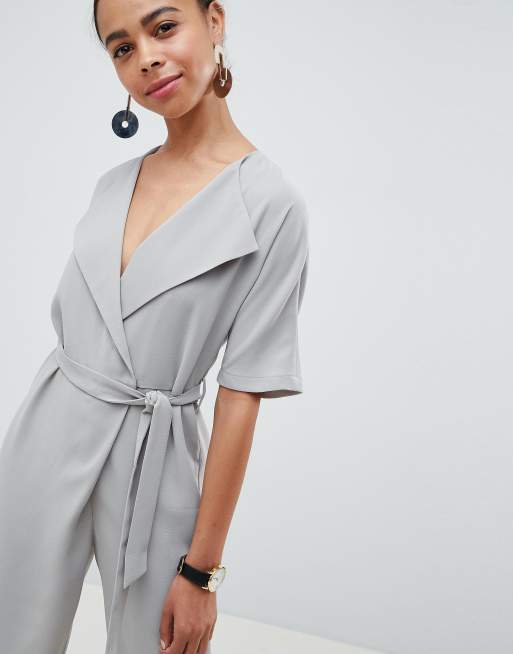 Asos design wrap cheap jumpsuit with self belt