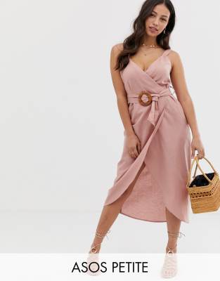 asos design wrap maxi dress with buckle belt