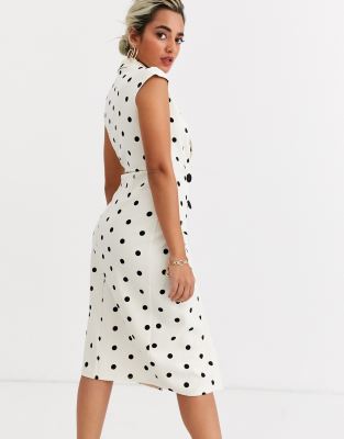 spot wrap midi dress