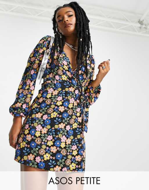 Petite black deals floral dress