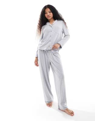 Essentials Flanellen broek en lange mouwen T-shirt pyjama set, Feestelijke lichten, XL