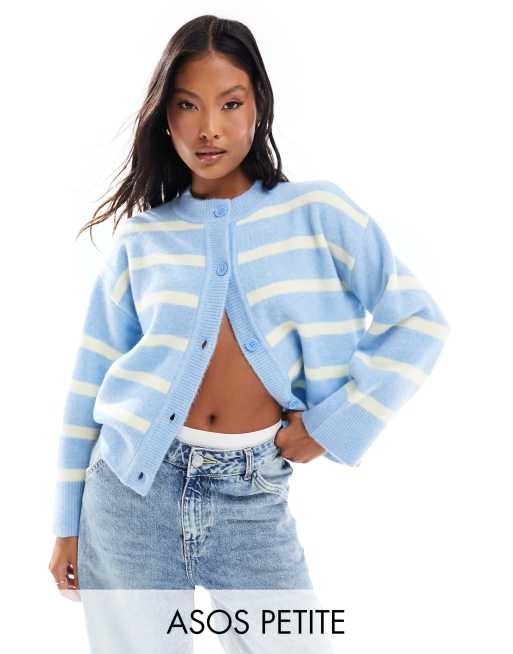 ASOS DESIGN Petite – Zapinany na guziki kardigan dzianinowy o pudełkowym kroju w paski