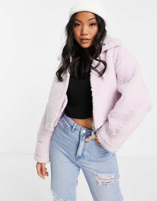 Asos design zip through coat with hood deals