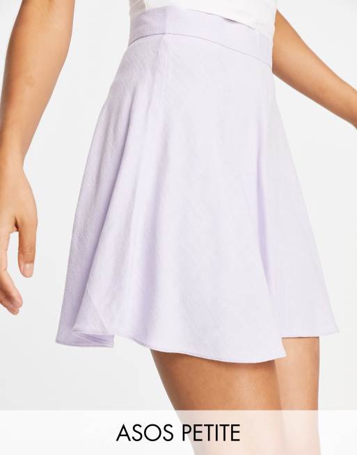 ASOS DESIGN Petite - Zwierige minirok van linnen in jaren '90-stijl in lila