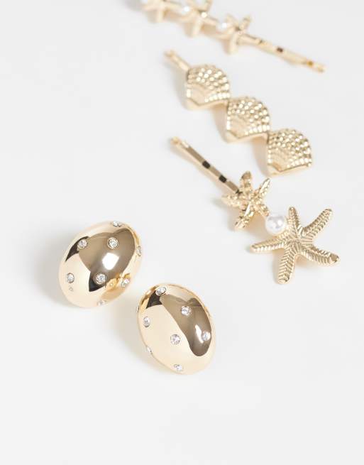 ASOS DESIGN - Petites boucles d'oreilles clous ornées de strass - Doré, 2 de 4