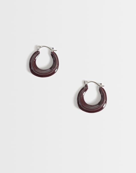 ASOS DESIGN petites créoles en résine bordeaux - view 1