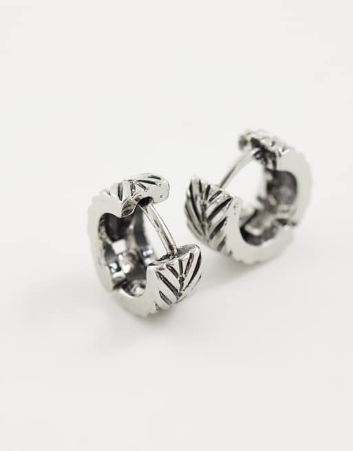 ASOS DESIGN - Petites créoles gravées en chevrons - Argenté, 3 de 4