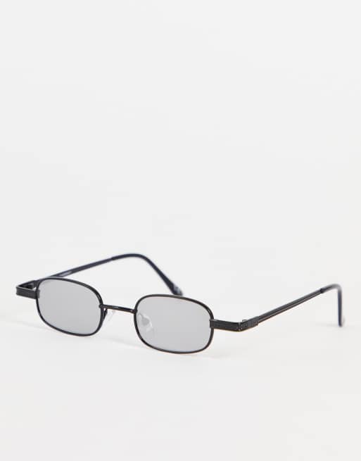 ASOS DESIGN - Petites lunettes rectangulaires avec verres réfléchissants - Noir