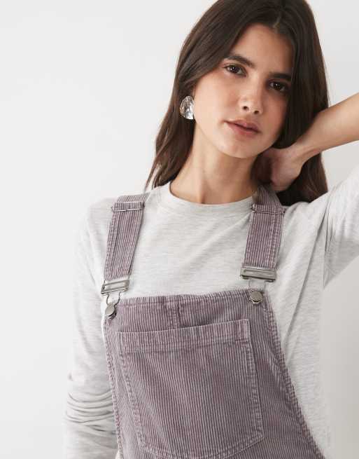 ASOS DESIGN - peto de pernera ancha de pana en topo lavado, 3 de 4