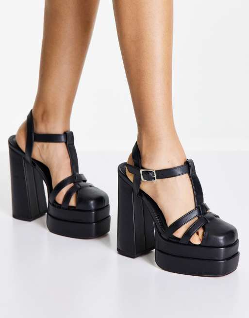ASOS DESIGN Peyton Chaussures style pecheur a talon et plateforme Noir ASOS