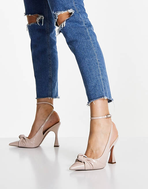  Heels/Phillipa knotted high heeled shoes in beige patent 