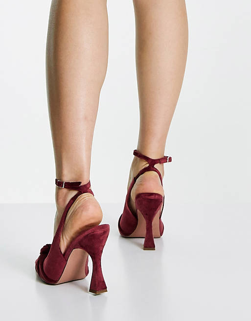  Heels/Phillipa knotted high heeled shoes in rose velvet 