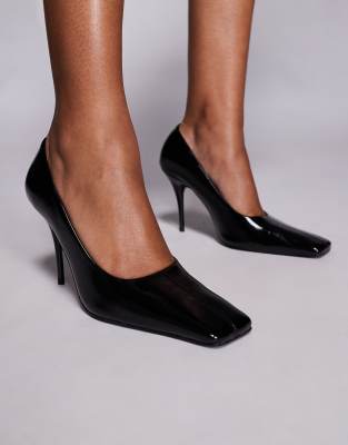 ASOS DESIGN - Phillipa - Pumps in Schwarz mit eckiger Zehenpartie und hohem Absatz