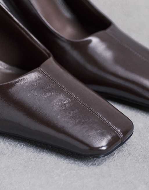 ASOS DESIGN - Phillipa - Pumps met vierkante neus en hoge hak in chocoladebruin, 3 van 4