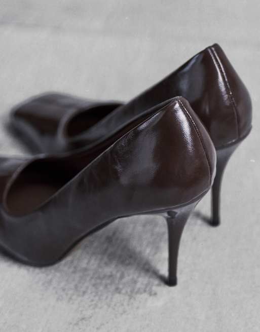 ASOS DESIGN - Phillipa - Pumps met vierkante neus en hoge hak in chocoladebruin, 4 van 4