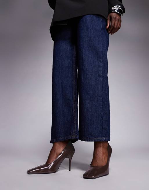 ASOS DESIGN Phillipa square toe high heeled court shoes in chocolate