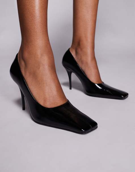 ASOS DESIGN – Phillipa – Svarta, högklackade pumps med fyrkantig tå - view 1