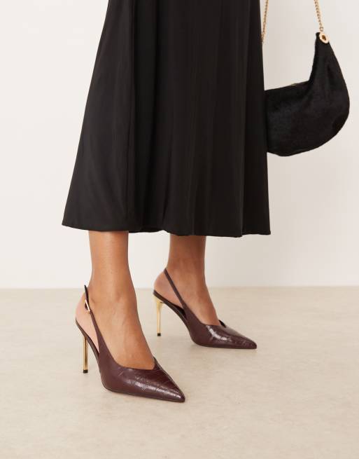 ASOS DESIGN - Phoenix - Bordeaux sko med hælrem og høje hæle i metal, 3 af 4