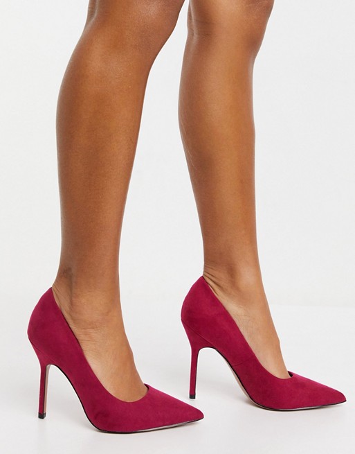 ASOS DESIGN Phoenix pointed high heeled court shoes in raspberry