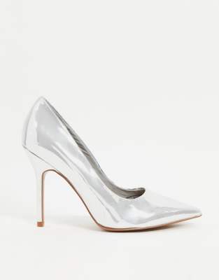 silver pointed court shoes