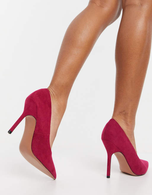 ASOS DESIGN Phoenix pointed high heeled pumps in raspberry