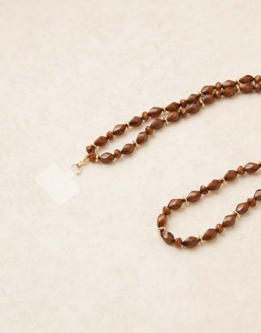 ASOS DESIGN phone chain with faux tortoise shell beads ASOS
