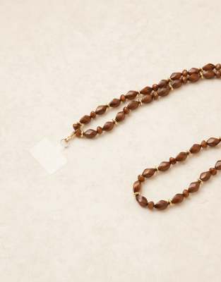Asos Design Phone Chain With Faux Tortoiseshell Beads-multi In Brown