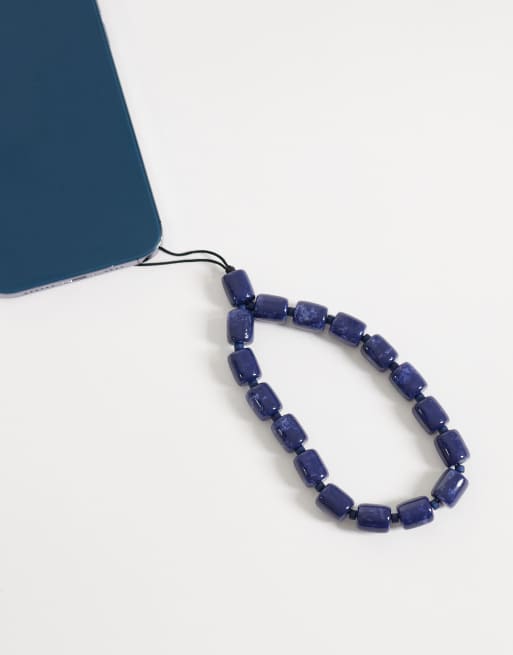 ASOS DESIGN phone charm with faux-stones in blue, 3 of 3