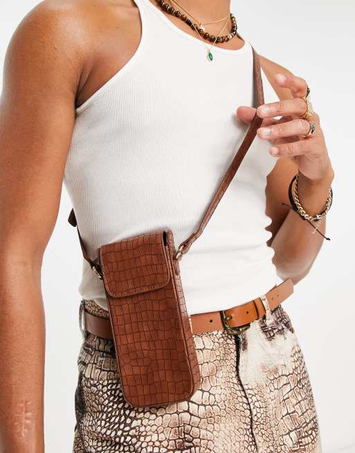 Leather phone bag with strap new arrivals