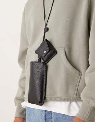 Asos Design Phone Pouch With Strap In Black