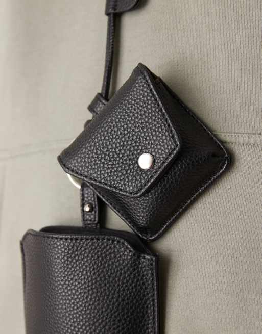 ASOS DESIGN phone pouch with strap in black, 3 of 4