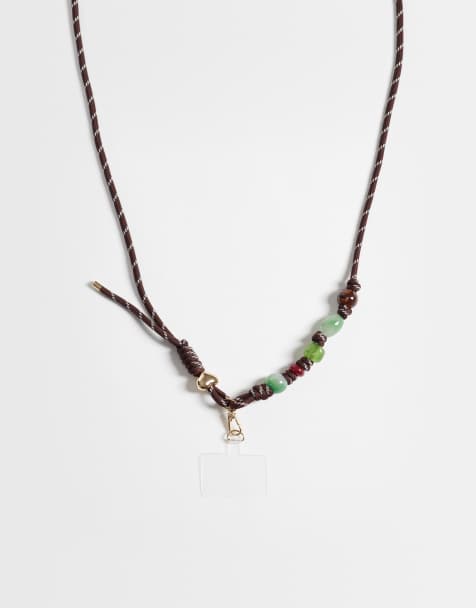ASOS DESIGN phone strap in brown with knot detailing - BROWN - view 1