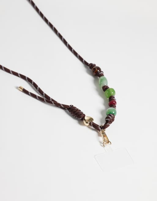 ASOS DESIGN phone strap in brown with knot detailing - BROWN, 3 of 3