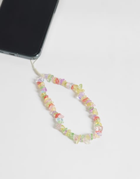ASOS DESIGN phone strap with pastel semi precious stone detail - view 1