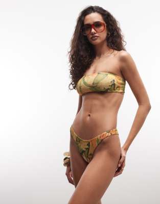 Pia Ibiza - Bas de bikini échancré imprimé - Papaye-multicolore 38